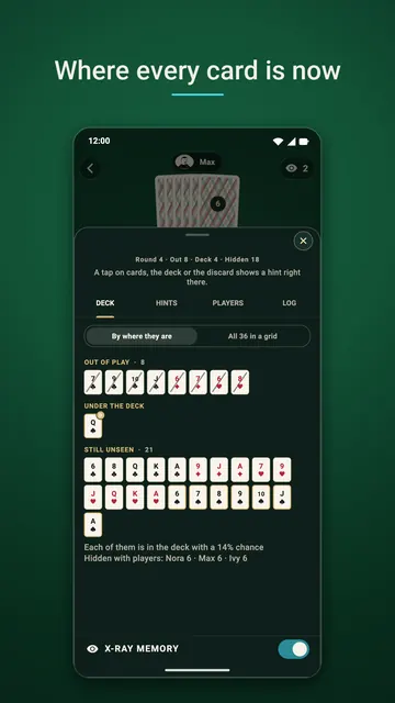 Memory screen: where every card is, out of play, under the deck or still unseen